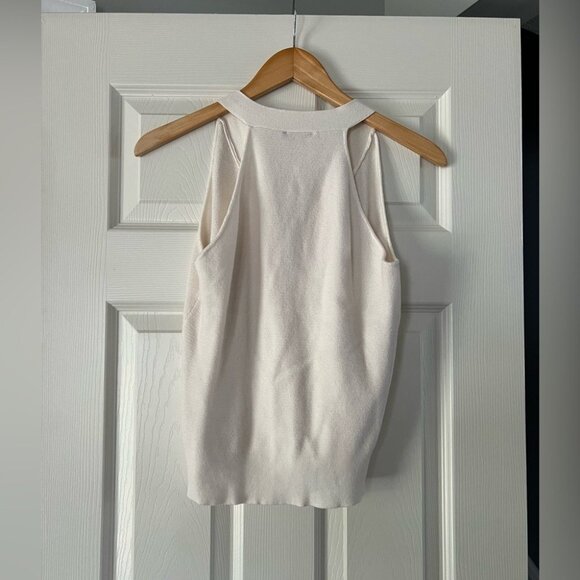 Vita Milana Knit Vest Small Ivory Sleeveless Button Front Sweater Tank Top - Picture 4 of 4